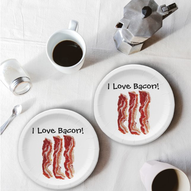 I Love Bacon Paper Plate (Creator Uploaded)