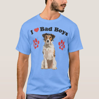 I LOVE BAD BOYS Funny Male Fox Terrier Puppy Dog M T-Shirt