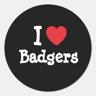 I love Badgers heart custom personalised Classic Round Sticker