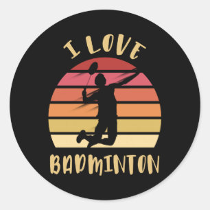 I Love Badminton Jump Smash Classic Round Sticker