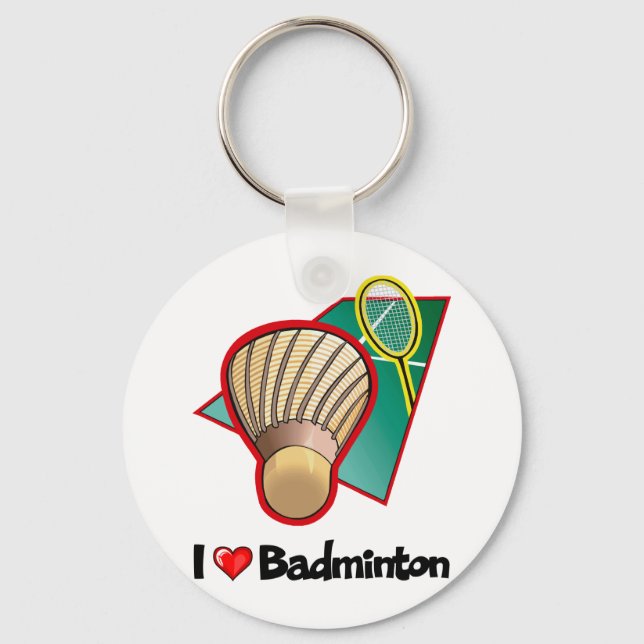 I Love Badminton Key Ring (Front)