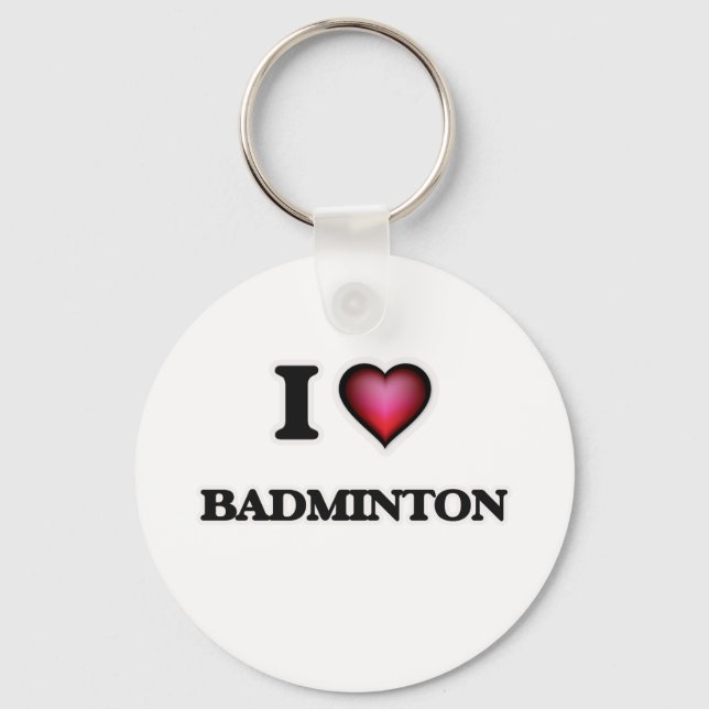 I Love Badminton Key Ring (Front)