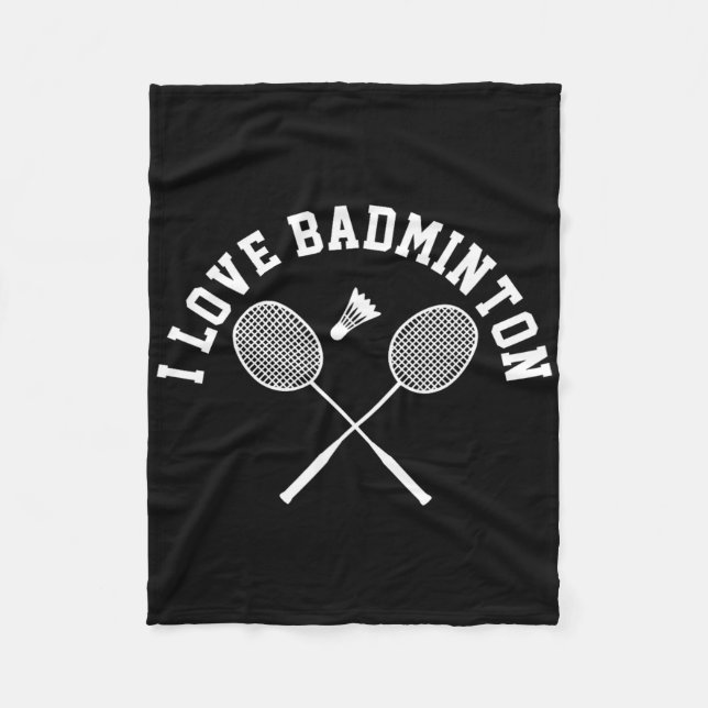 I Love Badminton Player Gift Retro Style  Fleece Blanket (Front)