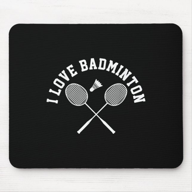 I Love Badminton Player Gift Retro Style  Mouse Pad (Front)