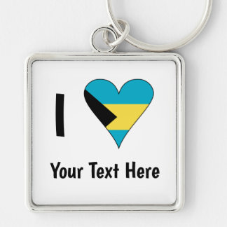 I Love (Bahamas Flag Heart) Personalised Key Ring