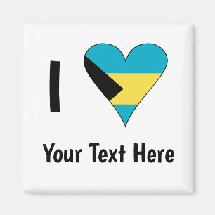 I Love (Bahamas Flag Heart) Personalised Magnet