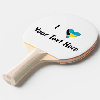 I Love (Bahamas Flag Heart) Personalised Ping Pong Paddle