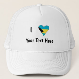 I Love (Bahamas Flag Heart) Personalised Trucker Hat