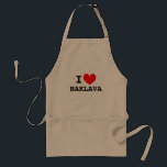 I love baklava | Funny aprons for men and women<br><div class="desc">I love baklava | Funny aprons for men and women. Personalizable I love food template design. BBQ / kitchen aprons in Yellow,  Beige and White. Cute gift idea for chef cook or dinner party.</div>