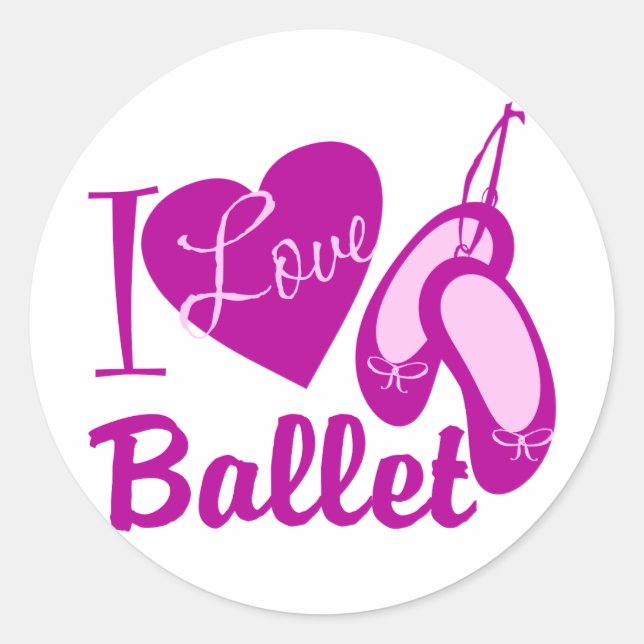 I Love Ballet Classic Round Sticker (Front)