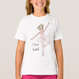 I Love Ballet Glam Glitter Pink Ballerina Dancer T-Shirt