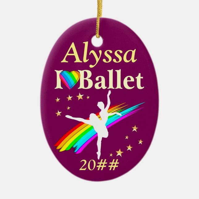 I LOVE BALLET PERSONALIZED ORNAMENT (Front)
