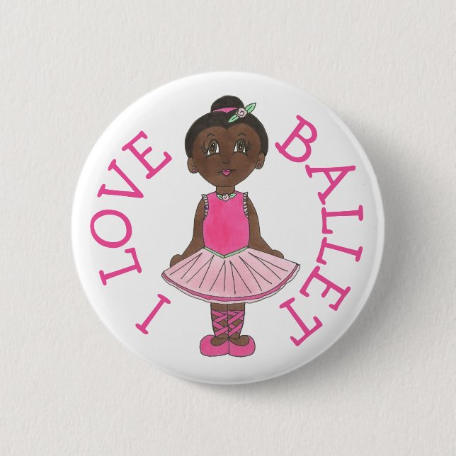 I LOVE BALLET Pink Tutu Girl Ballerina Dance Class 6 Cm Round Badge (Front)