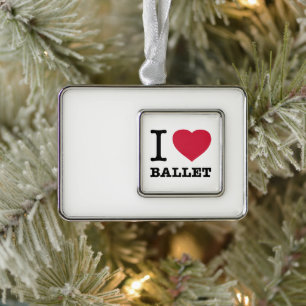 I LOVE BALLET SILVER PLATED FRAMED ORNAMENT