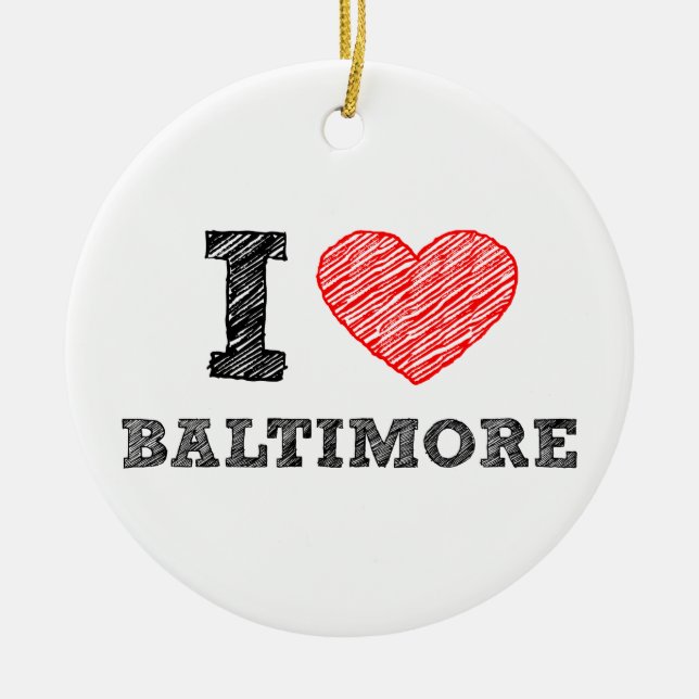 I-Love-Baltimore Ceramic Tree Decoration (Front)