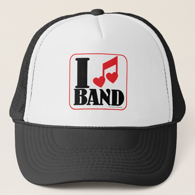 I Love Band Fun Music Logo Slogan Art Trucker Hat (Front)