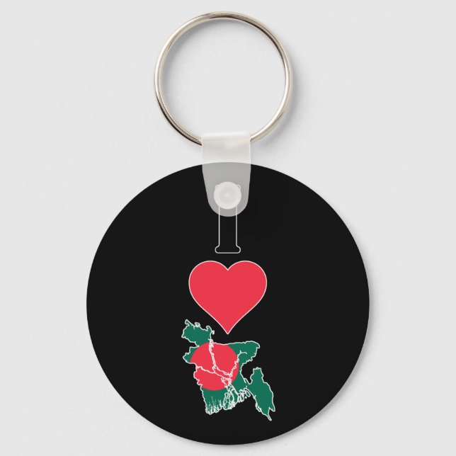 I Love Bangladesh Vertical Heart Country Flag Map Key Ring (Front)