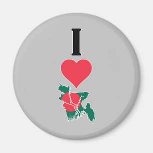 I Love Bangladesh Vertical Heart Country Flag Map Magnet