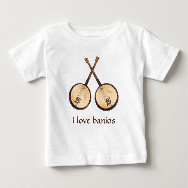 I Love Banjo Music Instruments Baby T-Shirt (Front)