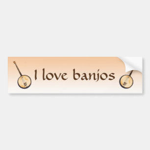 I Love Banjo Music Instruments Bumper Sticker