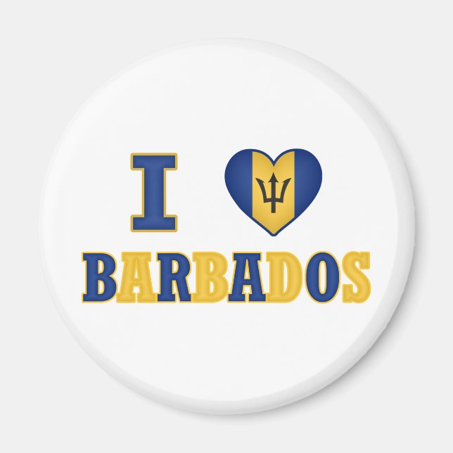 I Love Barbados Heart Flag Design Magnet (Front)