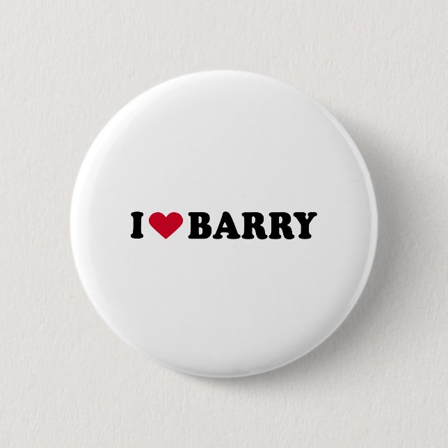 I LOVE BARRY 6 CM ROUND BADGE (Front)