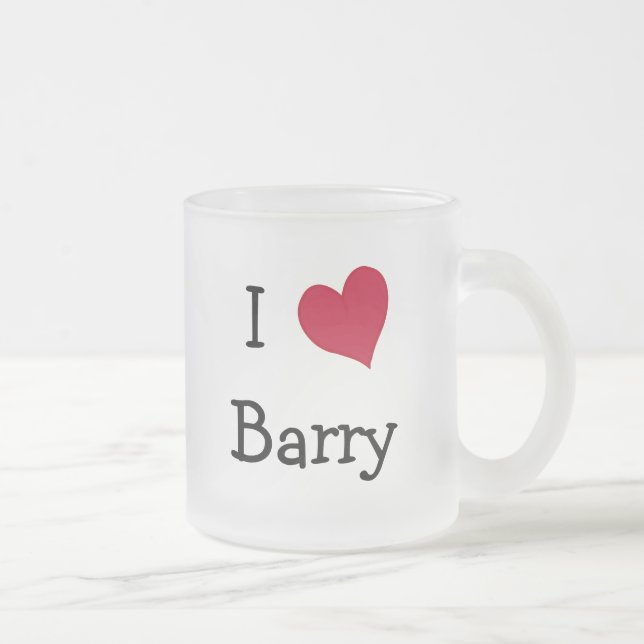 I Love Barry Frosted Glass Coffee Mug (Right)