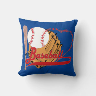 I Love Baseball - Ball, Bat, Baseball Glove Cushion