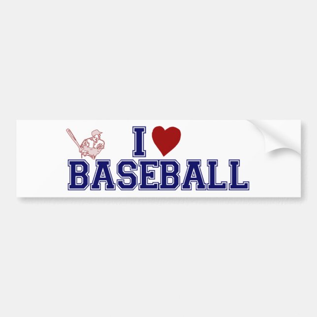 I Love Baseball Bumper Sticker (Front)