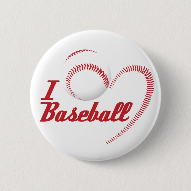 I Love Baseball Button (Front)