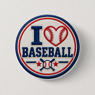I Love Baseball Button | Baseball Lover Sports Bad