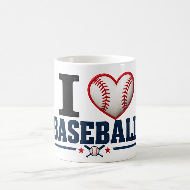 I Love Baseball Mug | Baseball Dad Coffee Mug | Fa (Center)