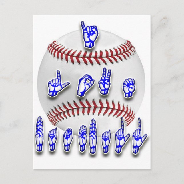 I Love Baseball - Sign language Postcard (Front)