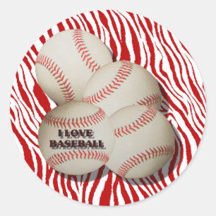 I LOVE BASEBALL -STICKER CLASSIC ROUND STICKER