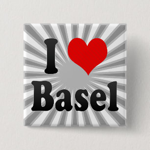 I Love Basel, Switzerland 15 Cm Square Badge