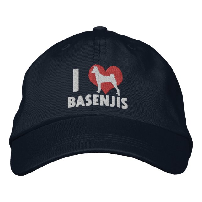 I Love Basenjis Embroidered Hat (Dark) (Front)