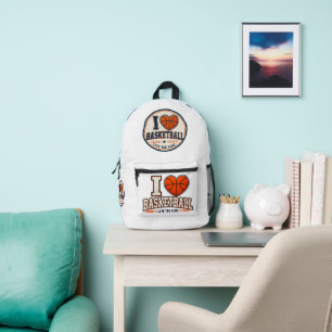 I Love Basketball Backpack Basketball Player Spo
