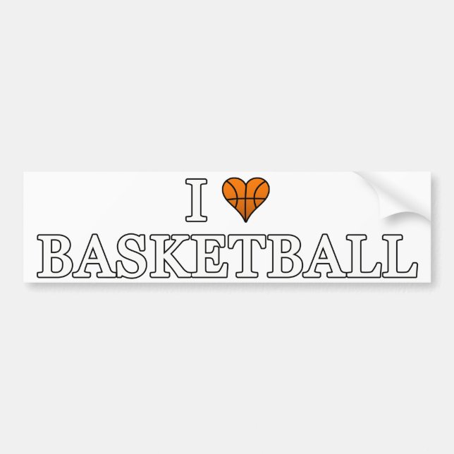 I Love Basketball Bumper Sticker (Front)