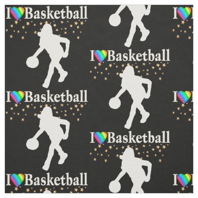 I LOVE BASKETBALL DESIGN FABRIC (Swatch)