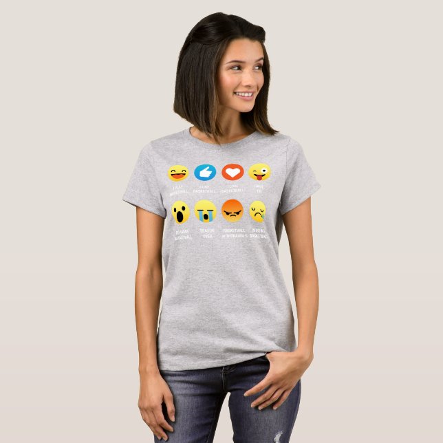 I Love Basketball Emoji Emoticon Graphic Tee Shirt (Front Full)