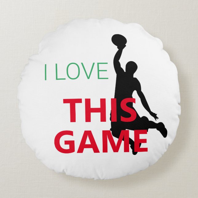 I Love Basketball Game Round Cushion (Front)