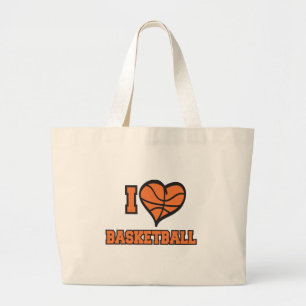 i love basketball large tote bag