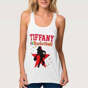 I LOVE BASKETBALL RED PERSONALIZED TANK TOP