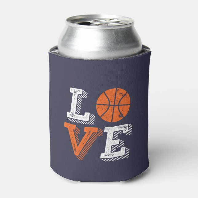 I Love Basketball Sports Games Fan Can Cooler (Can Front)