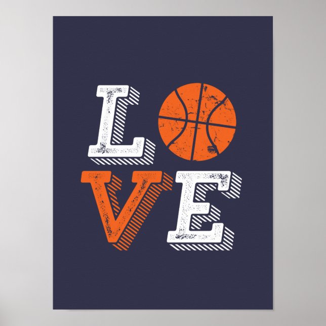 I Love Basketball Sports Games Fan Poster (Front)