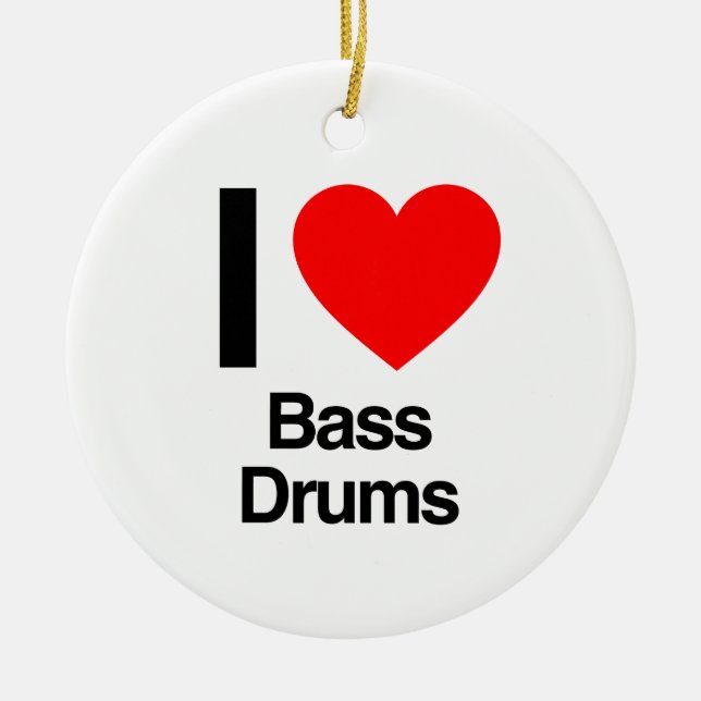 i love bass drums ceramic tree decoration (Front)