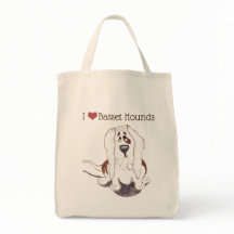 I love Basset Hounds grocery tote