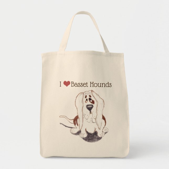 I love Basset Hounds grocery tote Bag (Front)