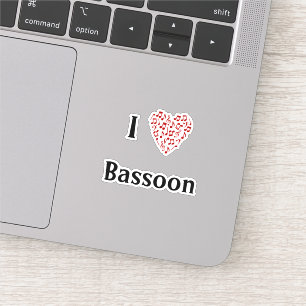 I Love Bassoon Red Heart of Music Notes Vinyl