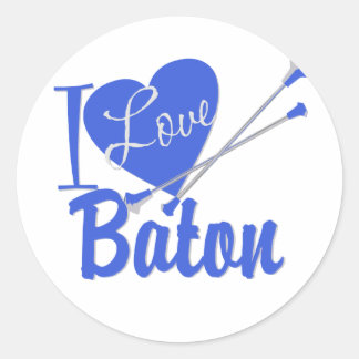I Love Baton Classic Round Sticker